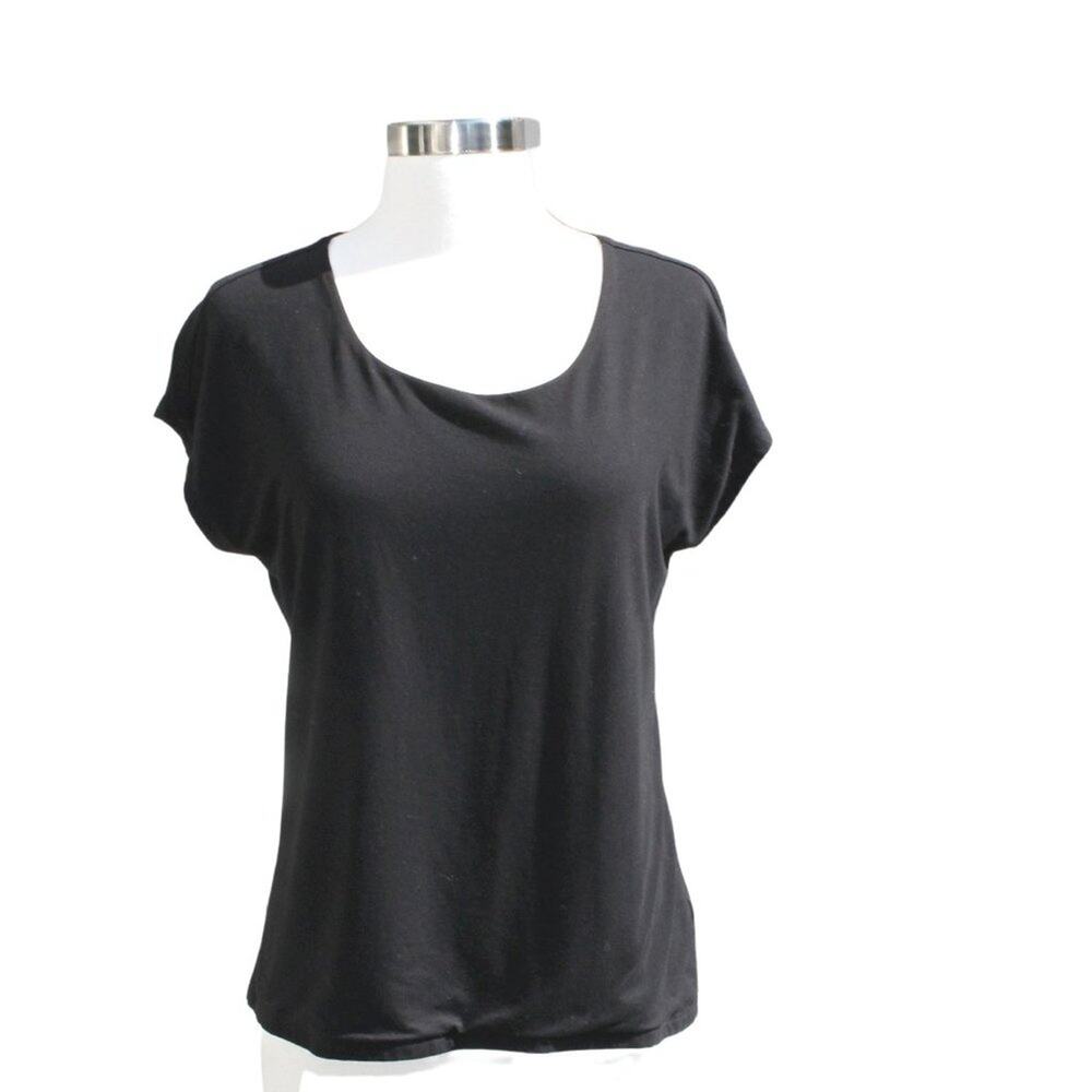 Talbots Women's Solid Black Short Sleeve Shirt Jersey Ultra Soft Size Medium